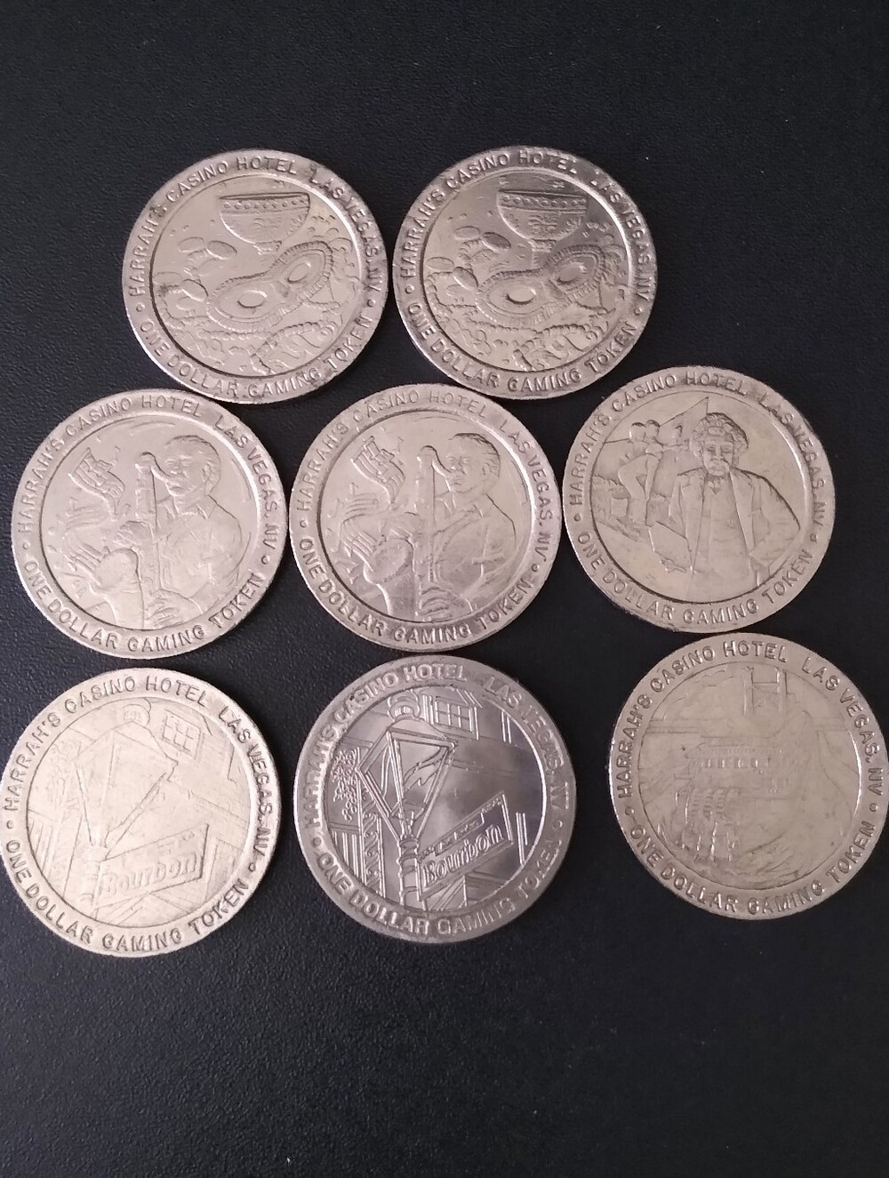 8 VINTAGE HARRAH'S CASINO LAS VEGAS DOLLAR GAMING TOKENS